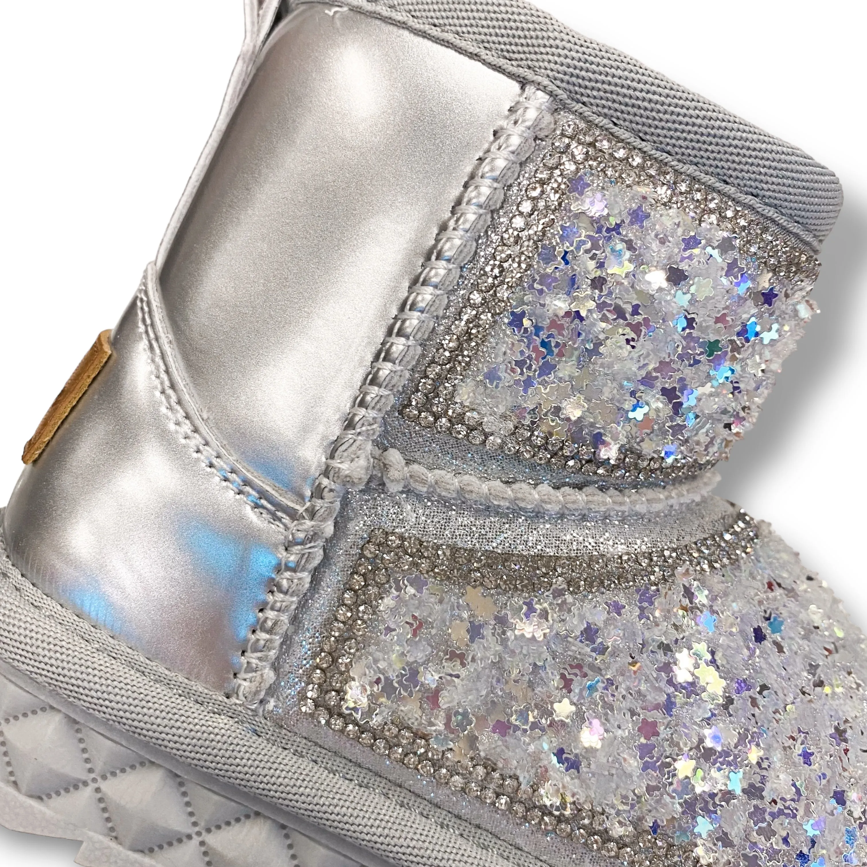 Mini Star Sequin Boots - Silver