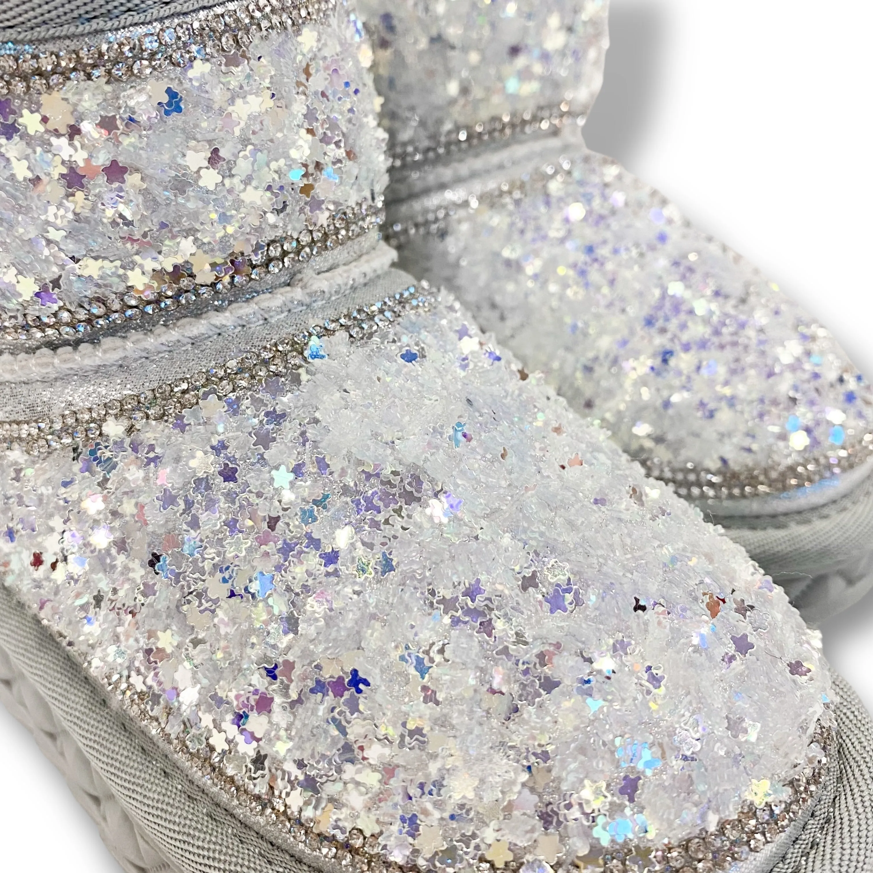 Mini Star Sequin Boots - Silver