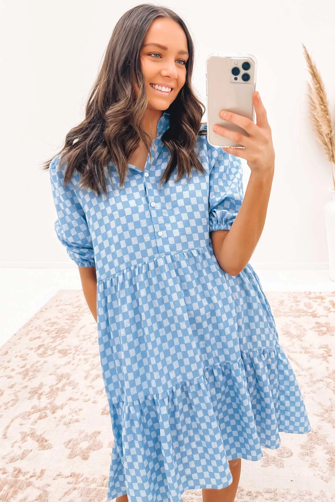 Mischa Mini Dress Blue Check