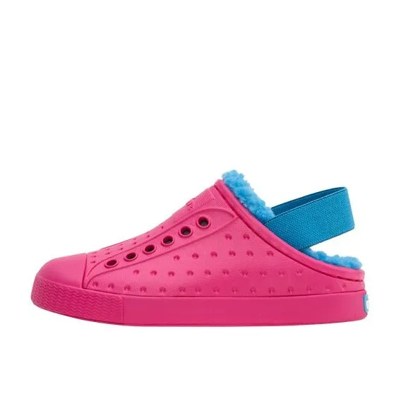 Native Jefferson Cozy Kids Shoes - Radberry Pink / Sky Blue