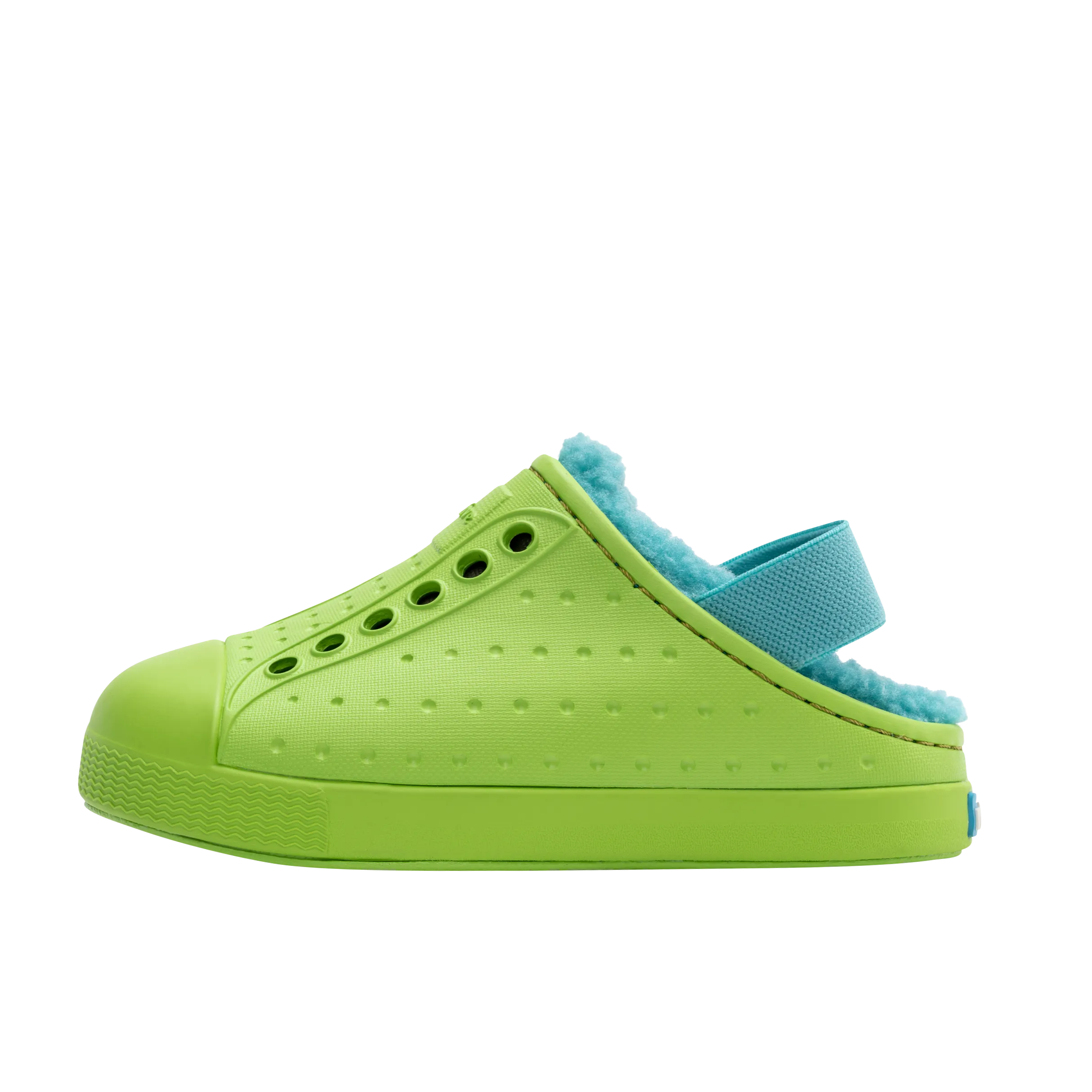 Native Jefferson Cozy Kids Shoes - Snap Green / Maui Blue