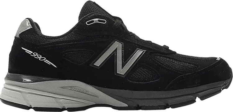 New Balance 990v4 Made in USA Wide 'Black Silver' Sneakers, Black