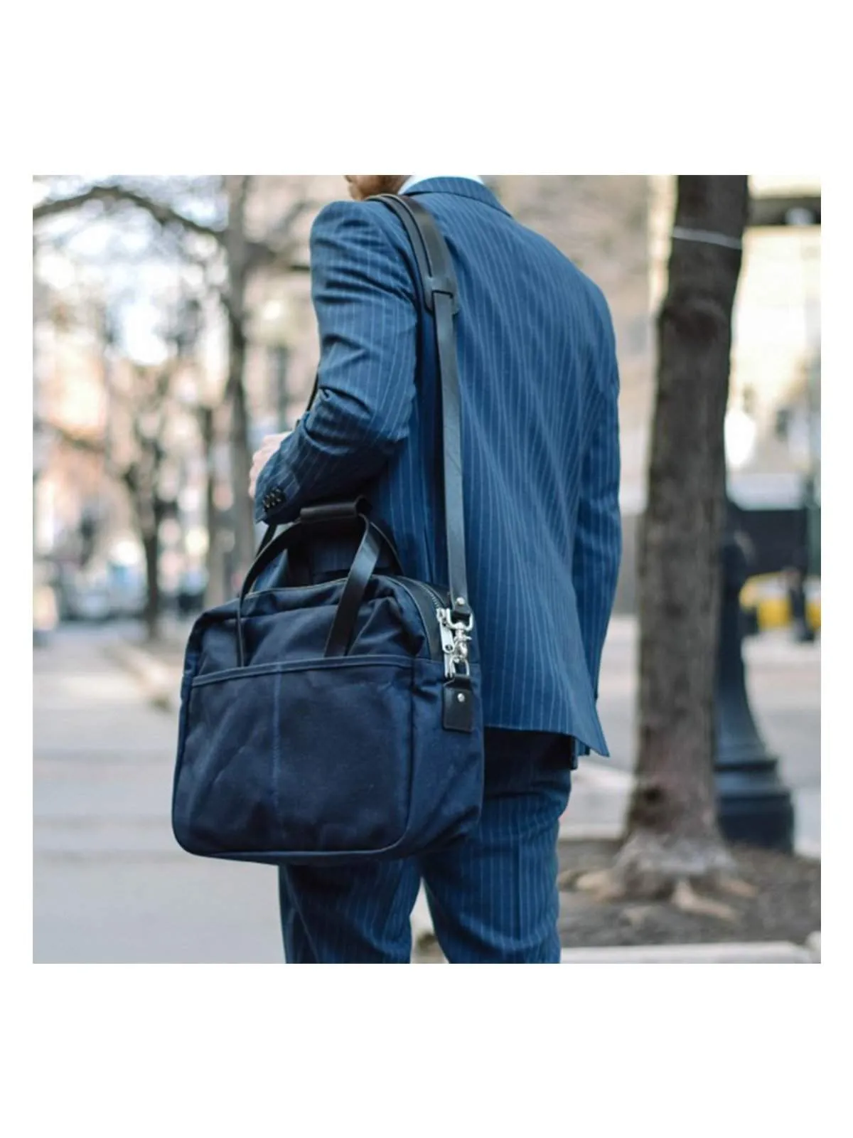 Oakstreet Bootmakers Indigo Waxed Canvas Utility Briefcase