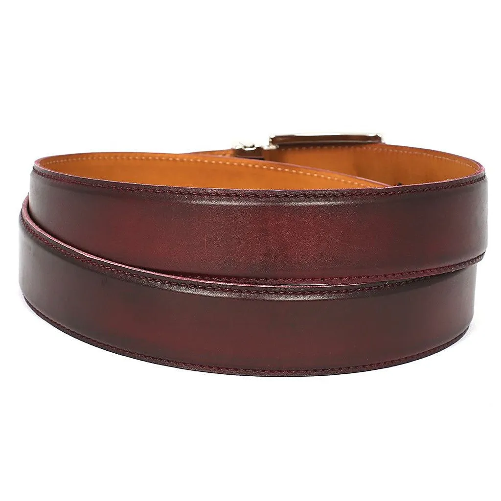 Paul Parkman Leather Hand-Painted Dark Bordeaux Belt