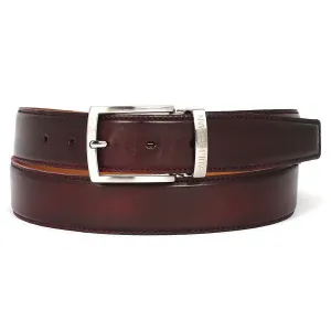 Paul Parkman Leather Hand-Painted Dark Bordeaux Belt