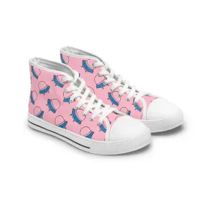 Pink Alien UFO Women's High Top Sneakers