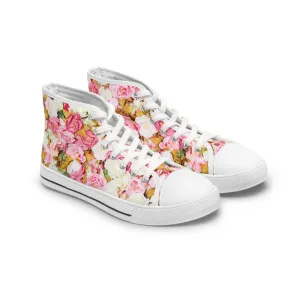 Pink Flowers - Inovax Women's Hight Top Sneakers