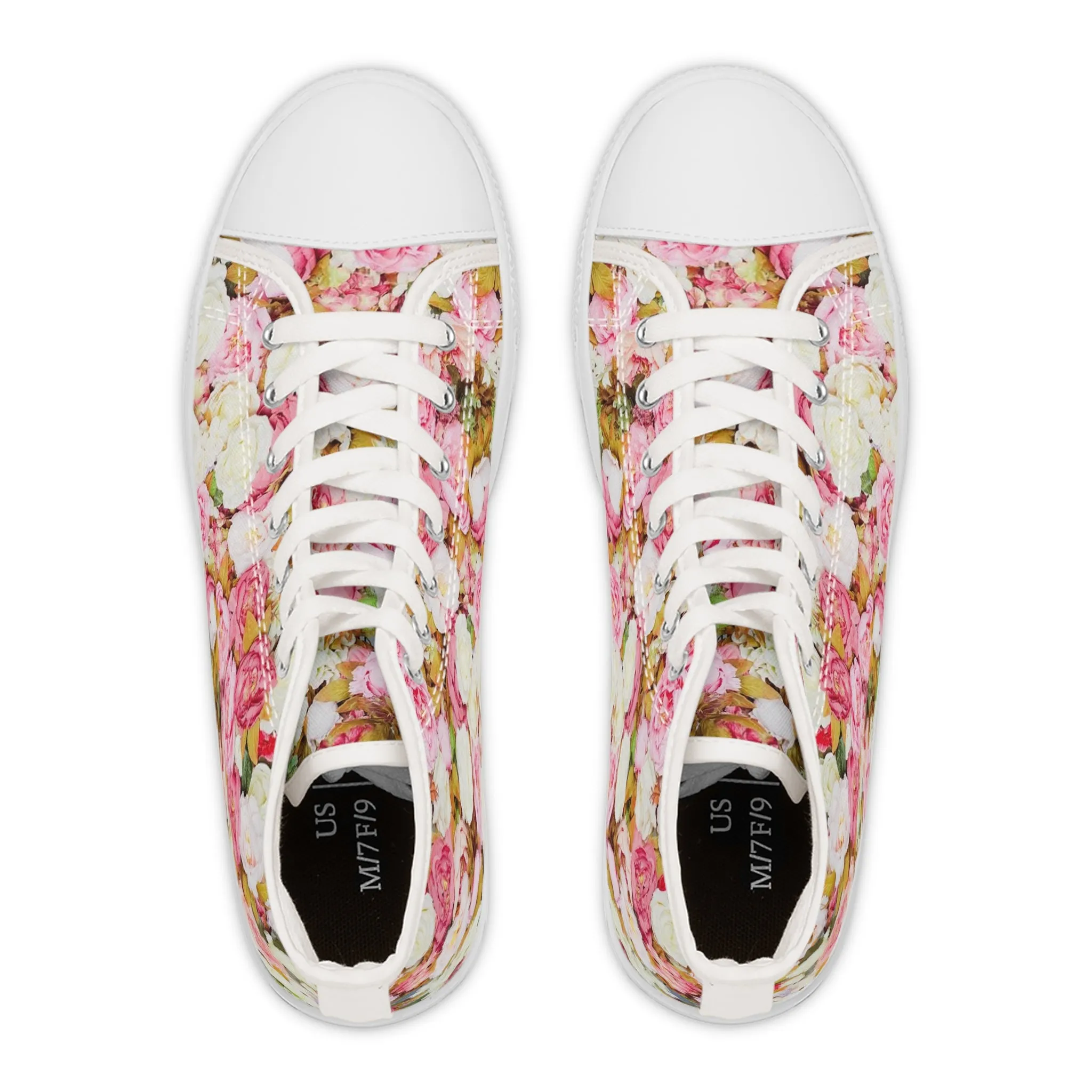 Pink Flowers - Inovax Women's Hight Top Sneakers