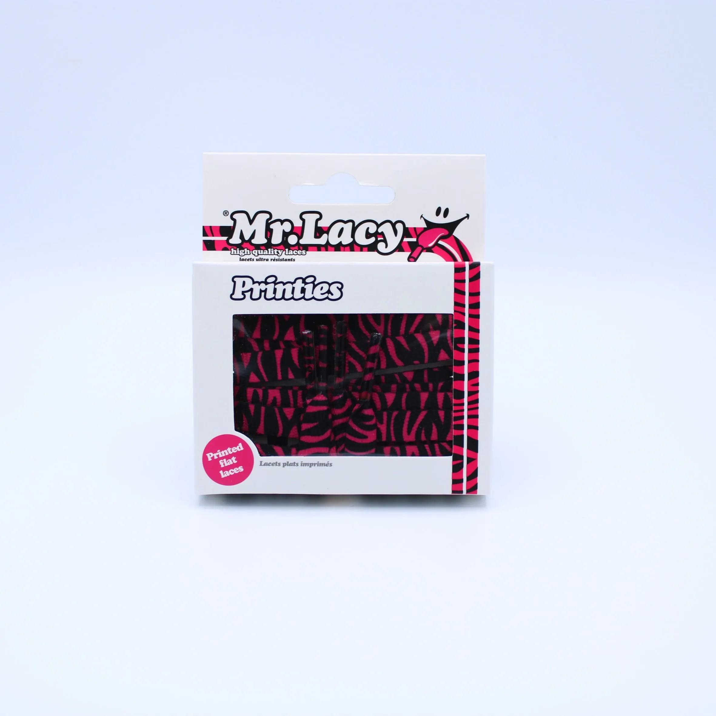 Printies Shoelaces · Hot Pink / Black Zebra