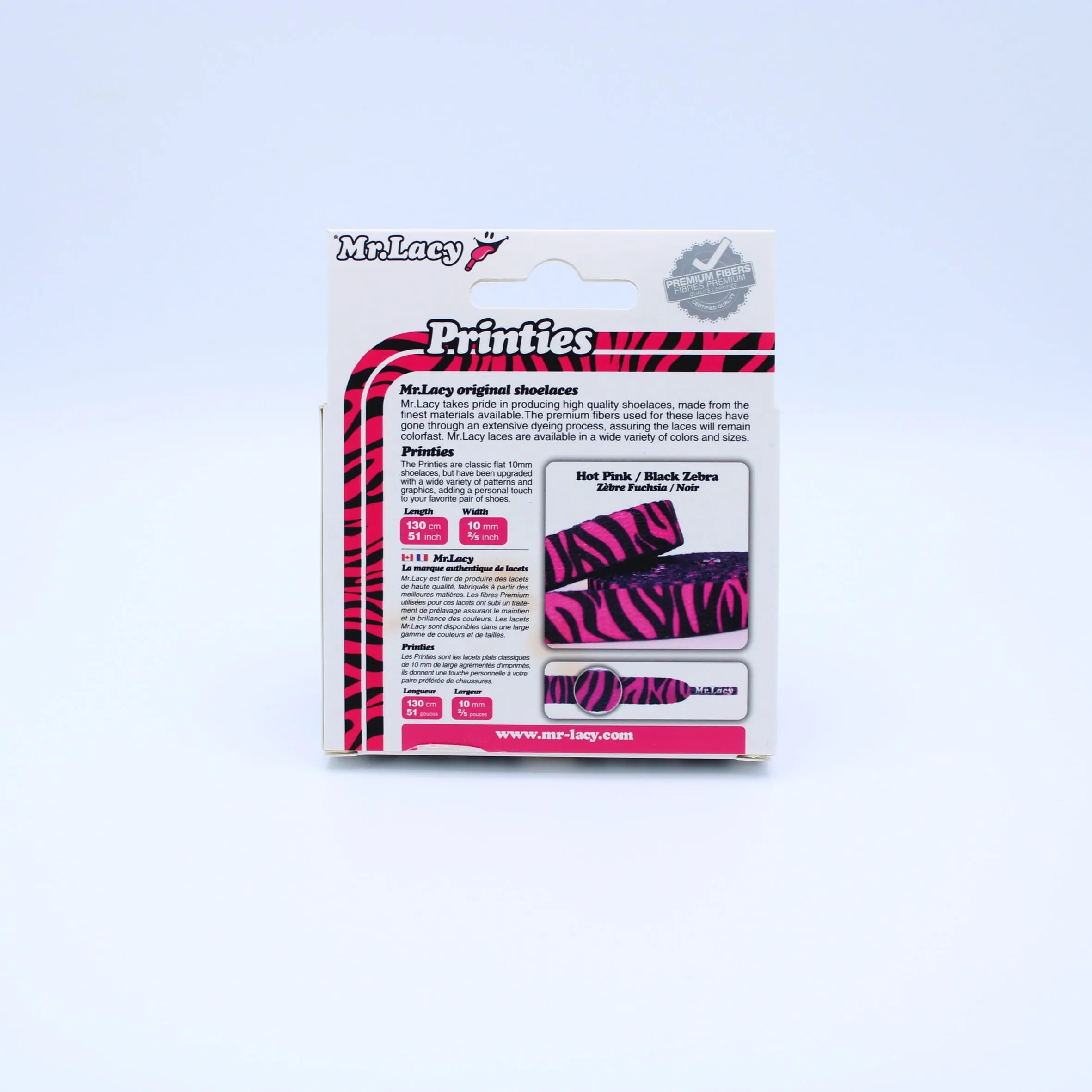 Printies Shoelaces · Hot Pink / Black Zebra