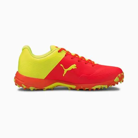 PUMA 19 FH Rubber Red Blast - Yellow Cricket Shoe