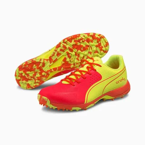 PUMA 19 FH Rubber Red Blast - Yellow Cricket Shoe