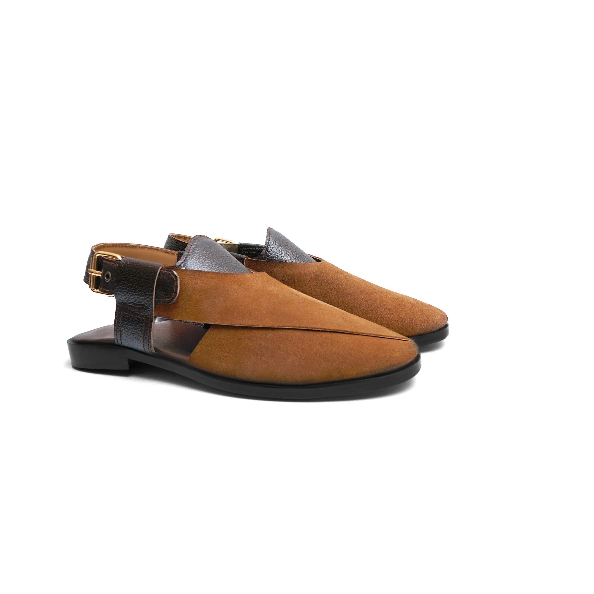 Pure Leather Mustard Peshawari Chappal LS-869