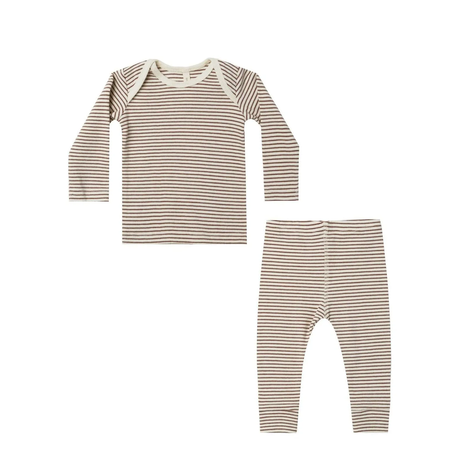 Ribbed Tee & Legging Set - Plum Stripe