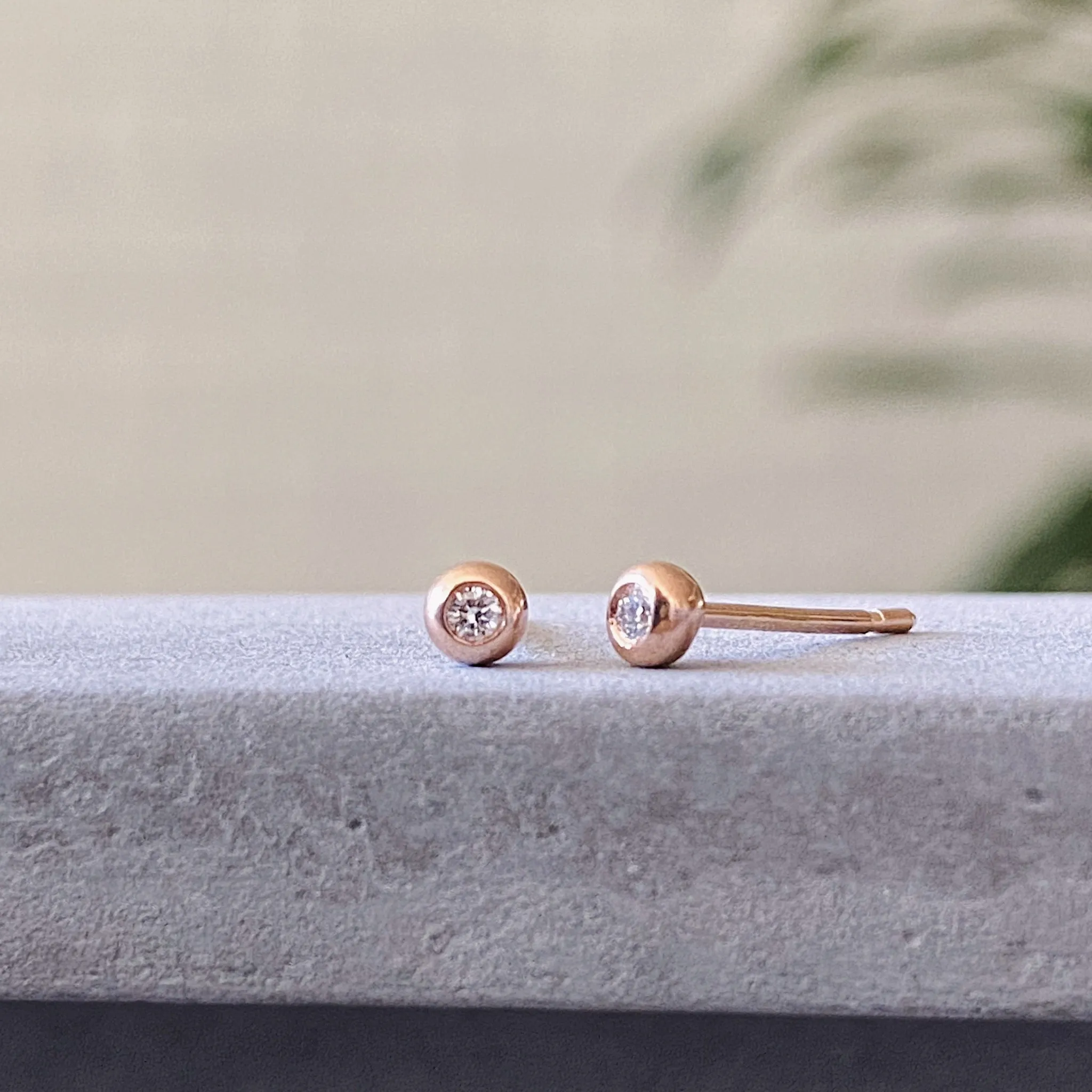 Rose Gold Diamond Droplet Studs