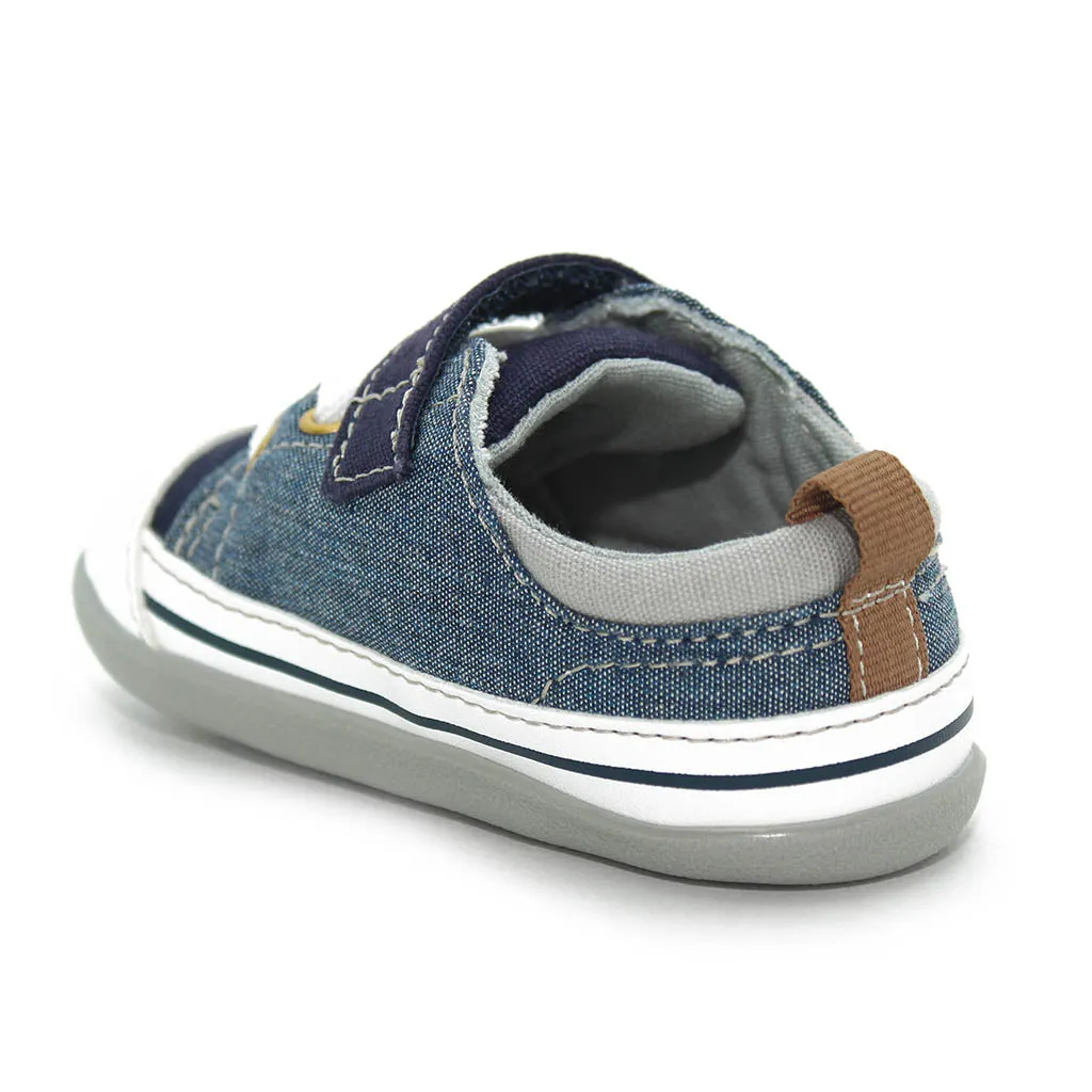 See Kai Run Stevie II Sneakers Blue Denim Infants Walkers Boys - Kids Shoes