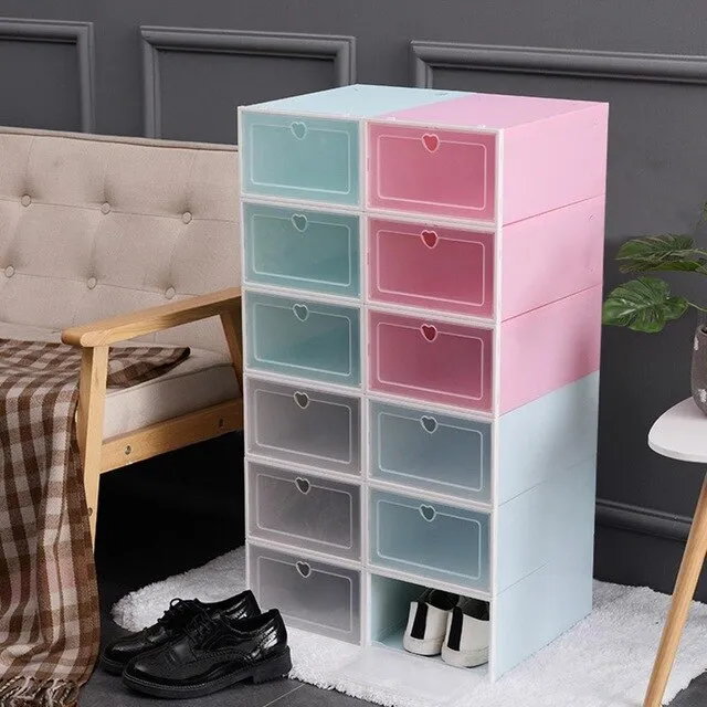 Shoe cabinet with a pair of shoes Foldable Clear Shoes Storage Box Plastic Stackable Shoe Organizer shoe closet shoe rack shelf