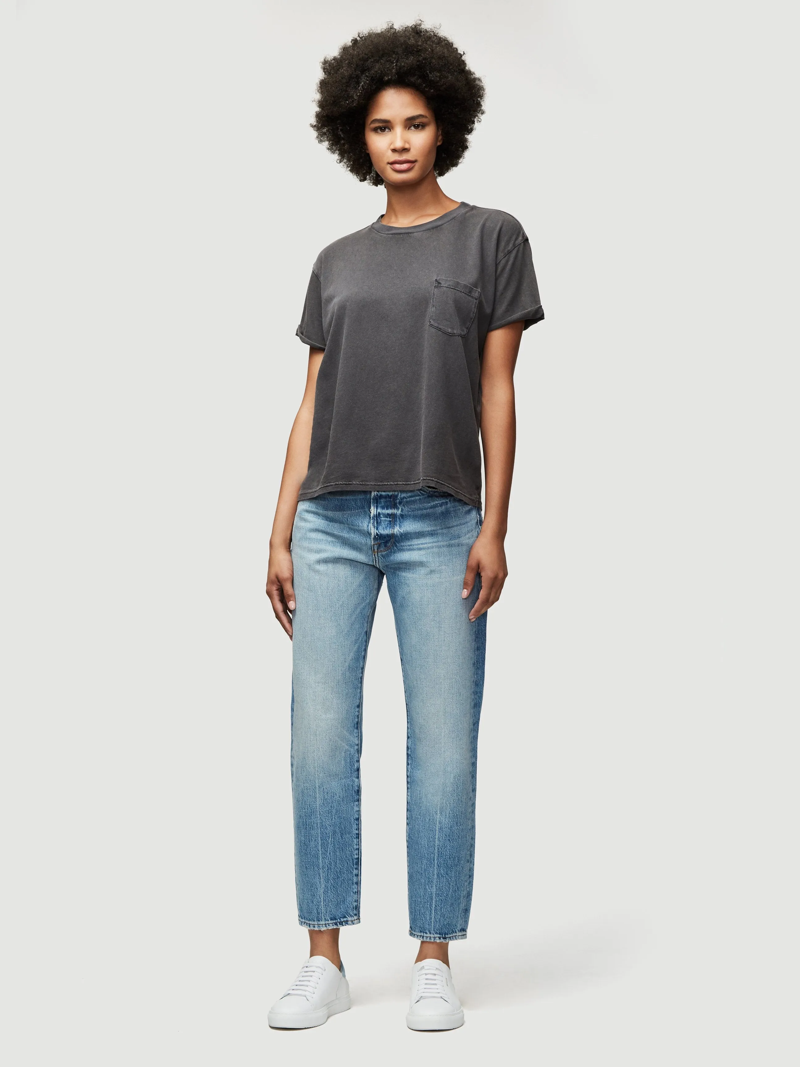 Slouchy Pocket Tee -- Faded Noir