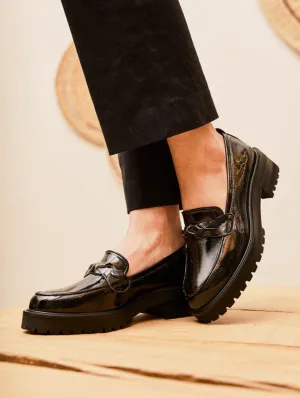 Spell Recycled Grain Patent Leather Vegan Loafers | Ink Black