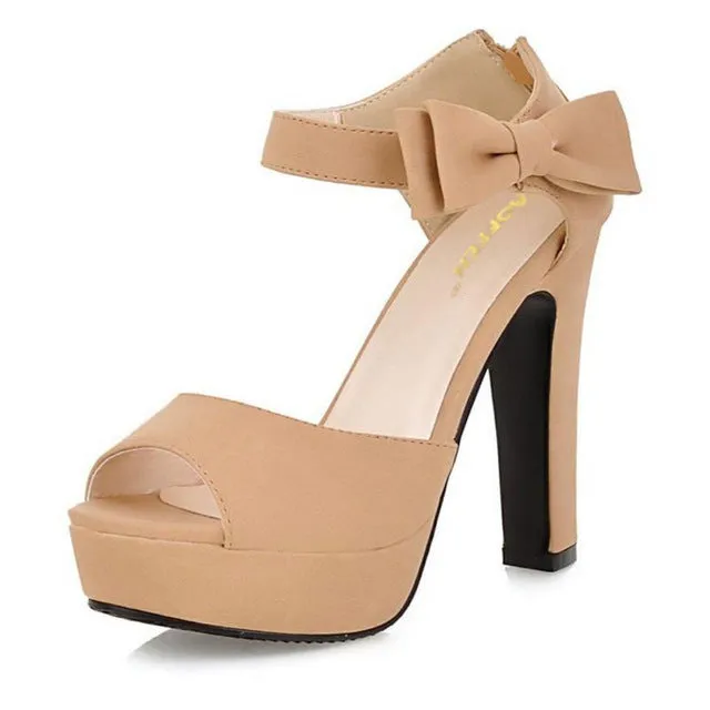 TAOFFEN New summer Peep toe Ankle strap orange Sweet Thick high heel Sandals Platform Lady women shoes