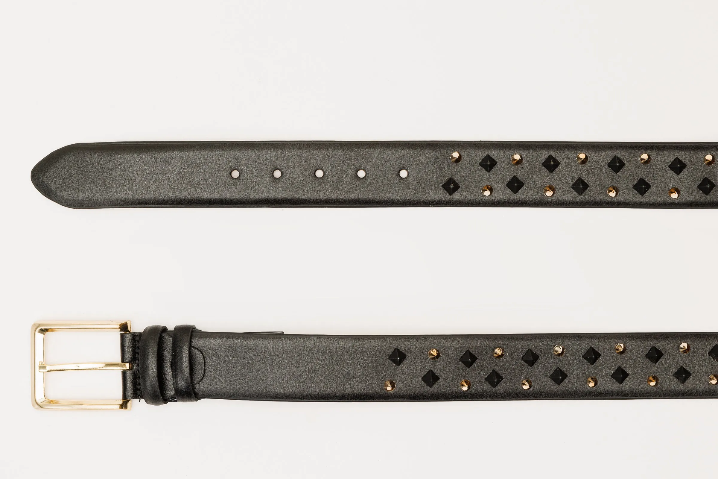 The Infanta Black Spike Leather Belt