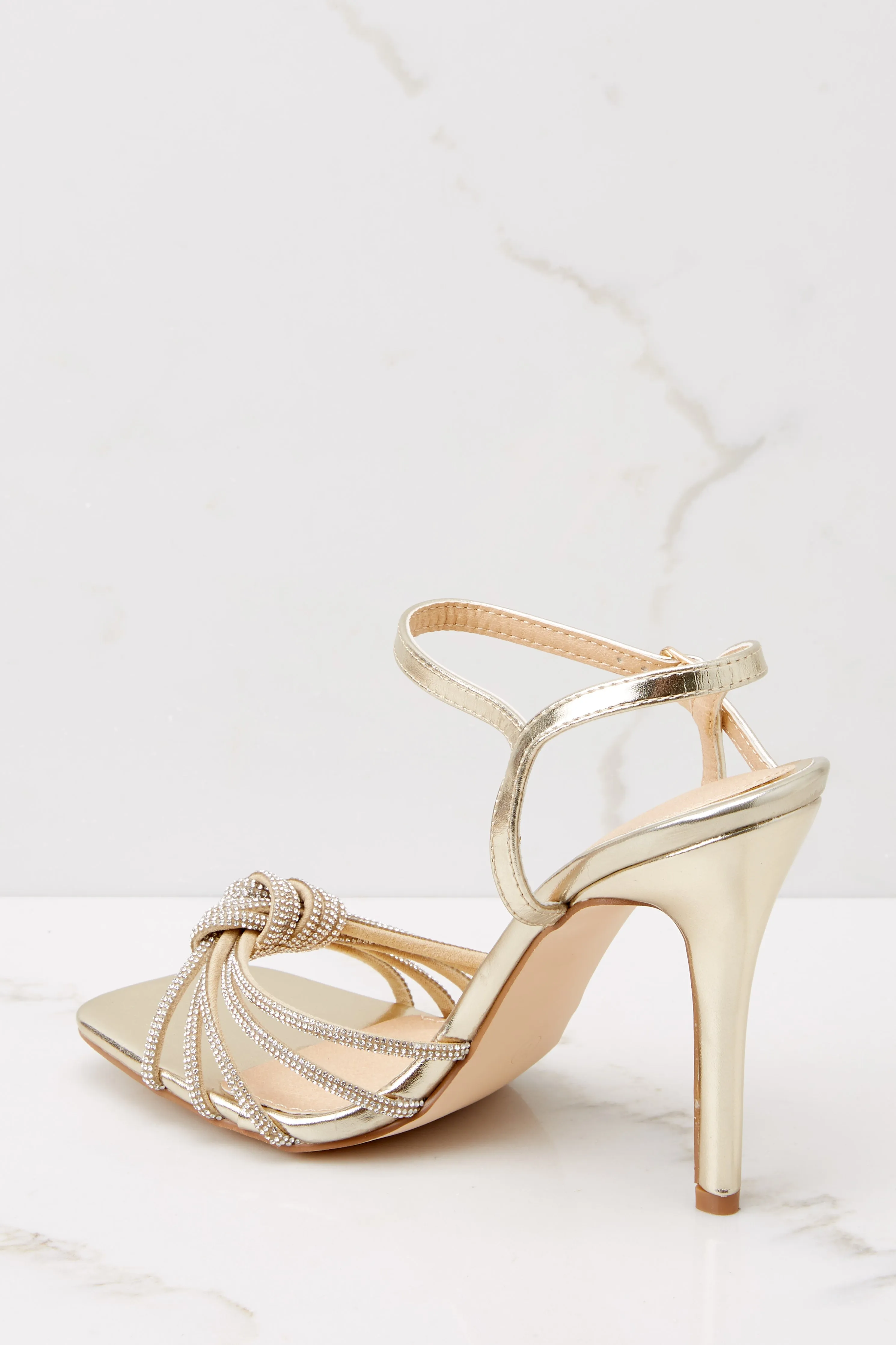 The Way She Shines Gold Ankle Strap Heels