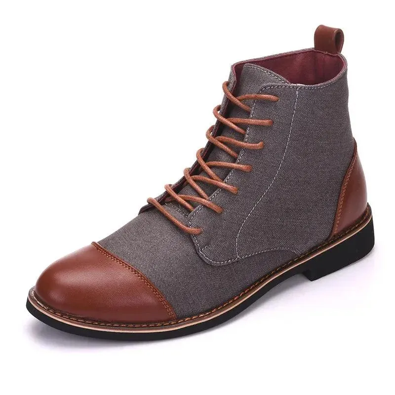 Trendy Stride High Top Leather Canvas Boots