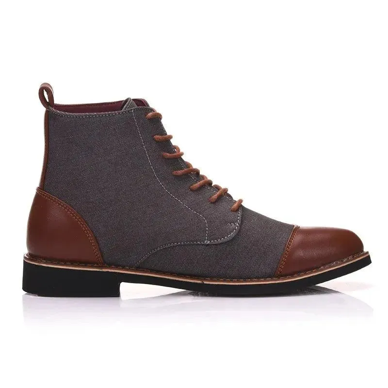 Trendy Stride High Top Leather Canvas Boots