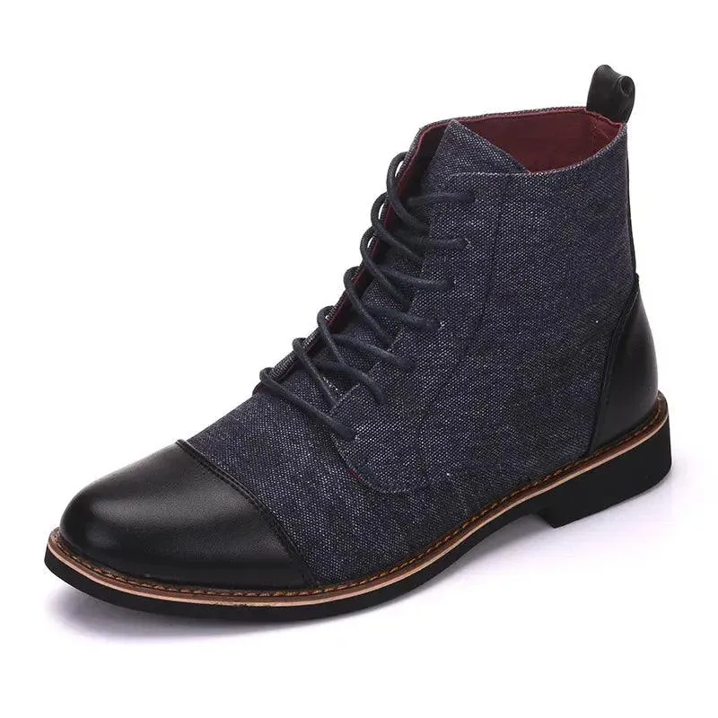 Trendy Stride High Top Leather Canvas Boots