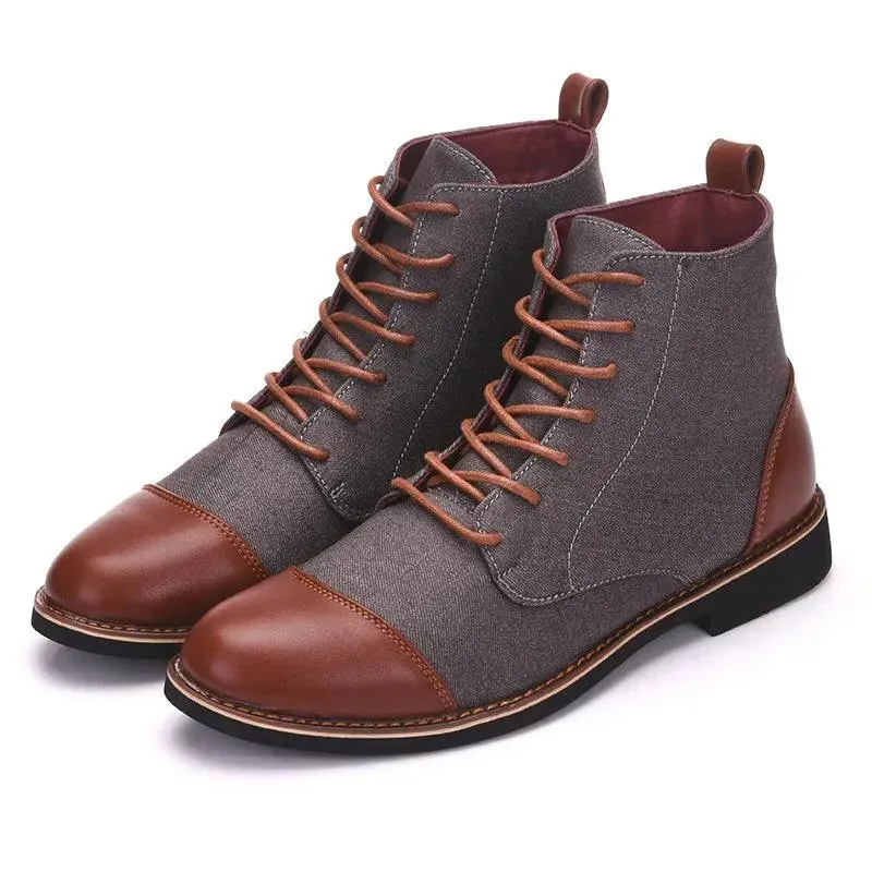 Trendy Stride High Top Leather Canvas Boots