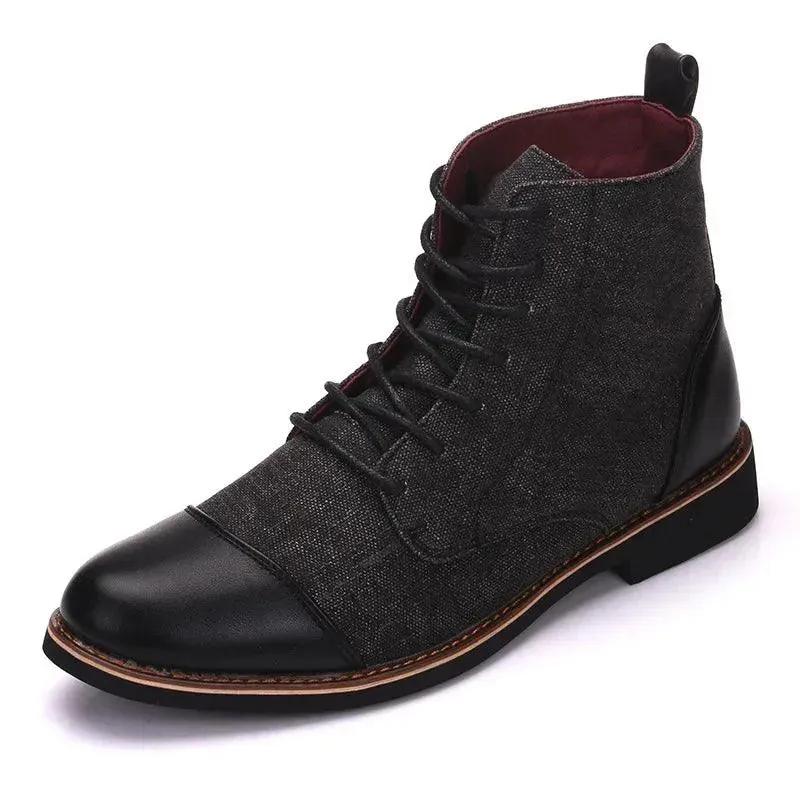 Trendy Stride High Top Leather Canvas Boots