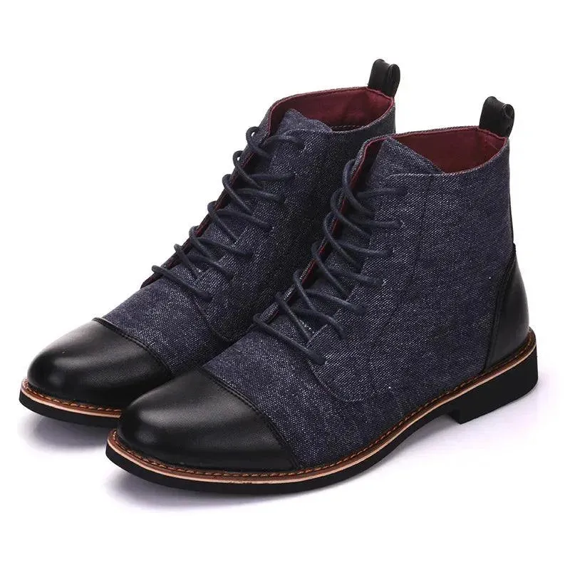 Trendy Stride High Top Leather Canvas Boots