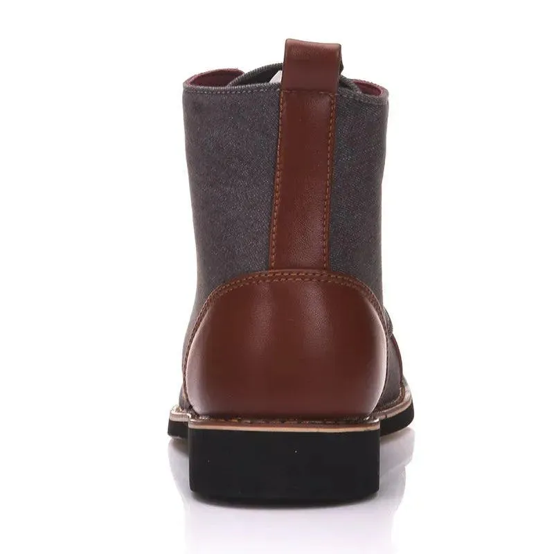 Trendy Stride High Top Leather Canvas Boots