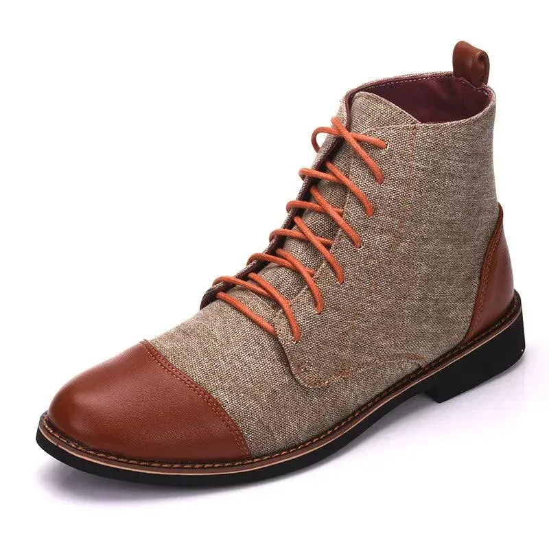 Trendy Stride High Top Leather Canvas Boots