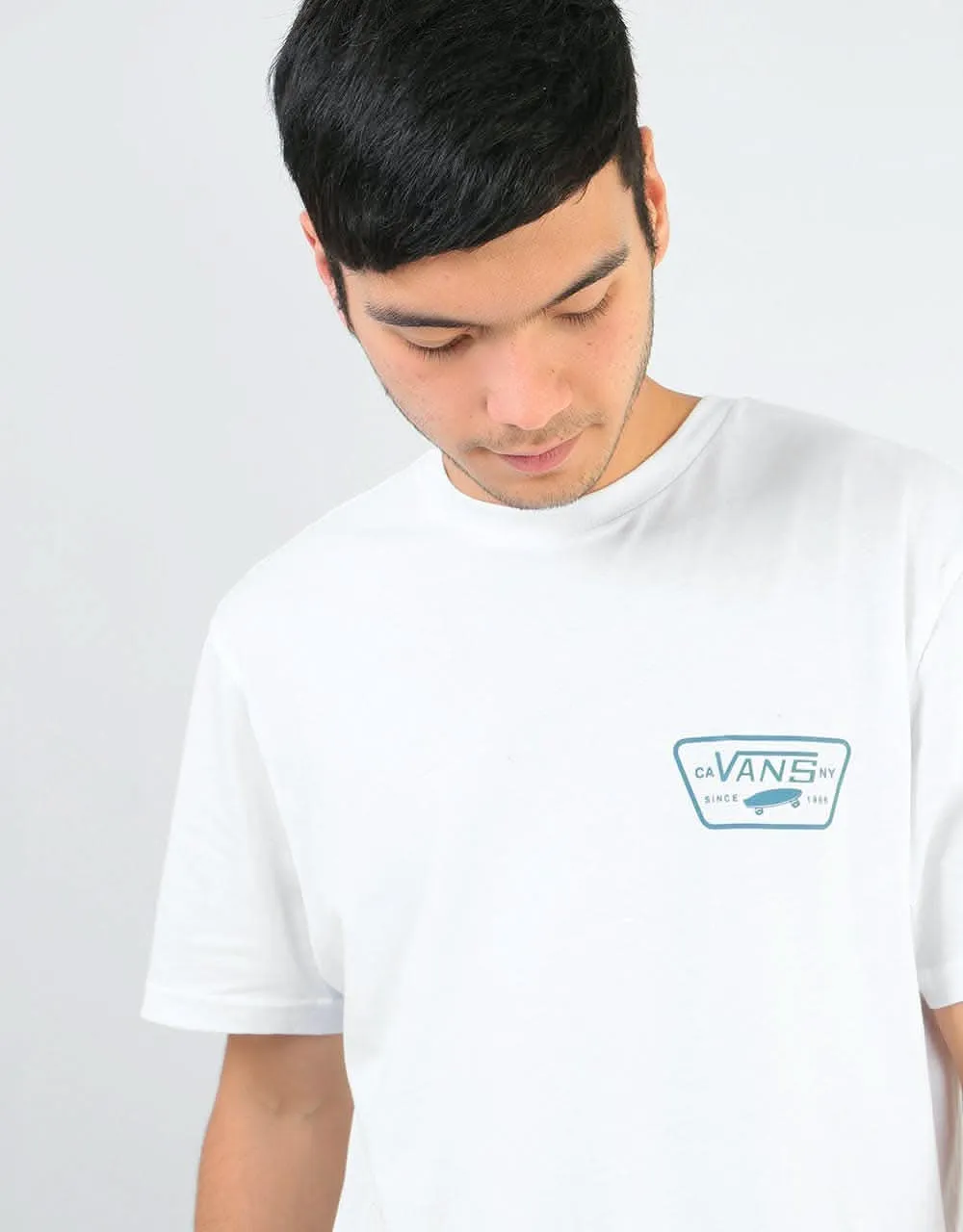 Vans Full Patch Back T-Shirt - White/Aegean Blue