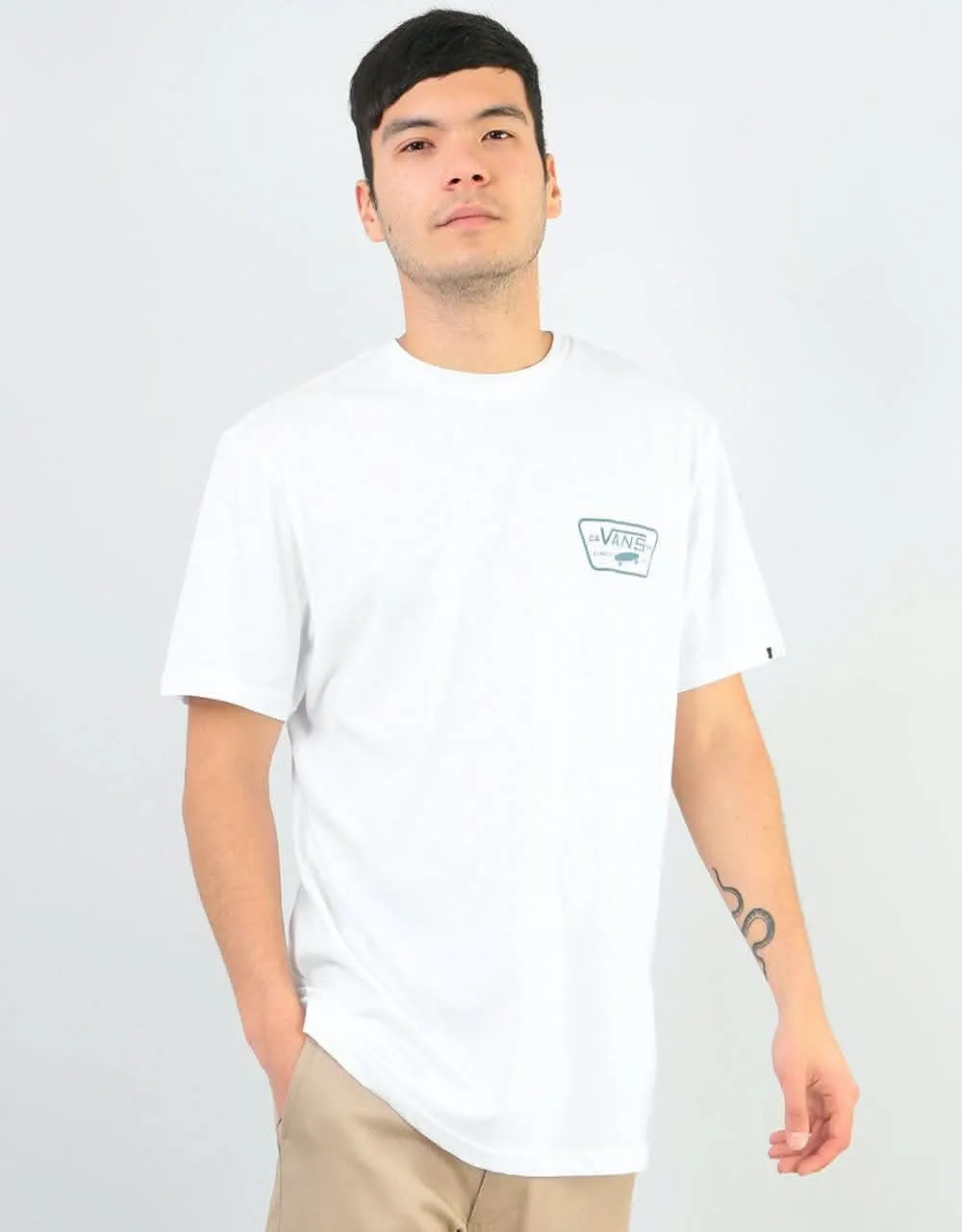 Vans Full Patch Back T-Shirt - White/Aegean Blue