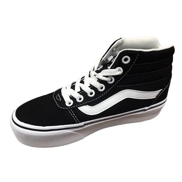 Vans scarpa sneakers da donna con zeppa Ward Hi in tela VN0A4BUC1WX1 nero bianco