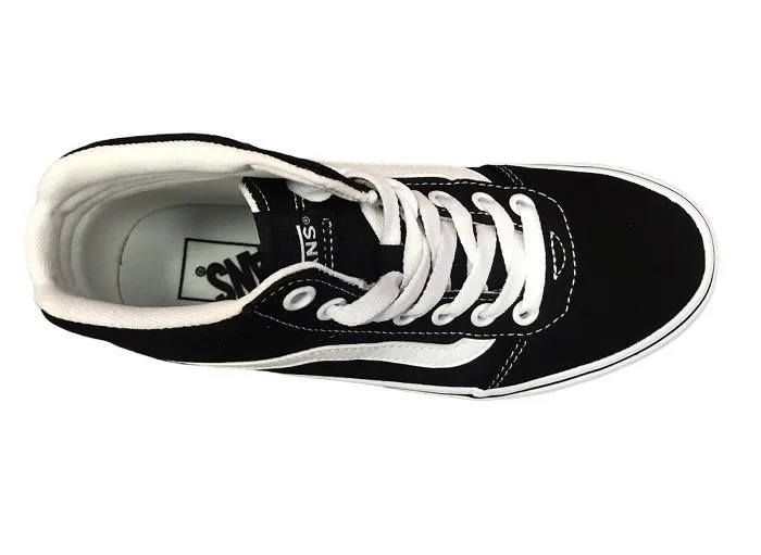 Vans scarpa sneakers da donna con zeppa Ward Hi in tela VN0A4BUC1WX1 nero bianco