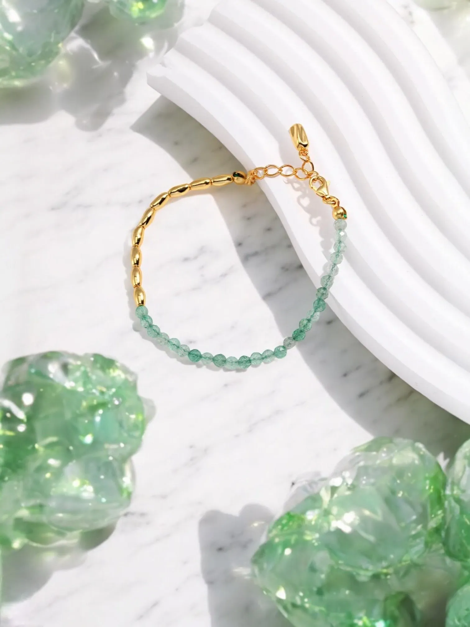 Viviana - Natural Green Strawberry Crystal Bracelet