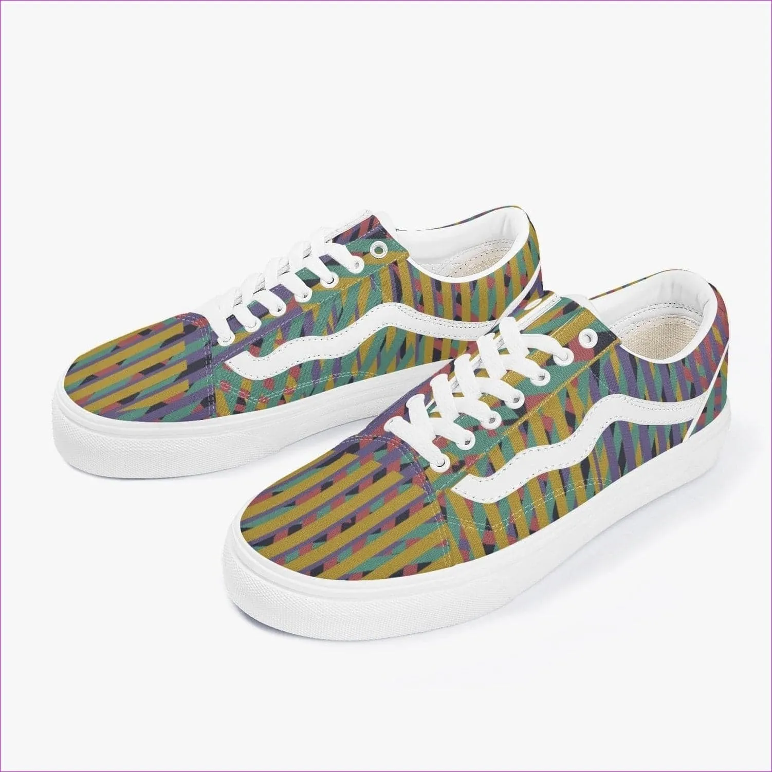 Vivid Weaved Trendy Low-Top Canvas Sneakers