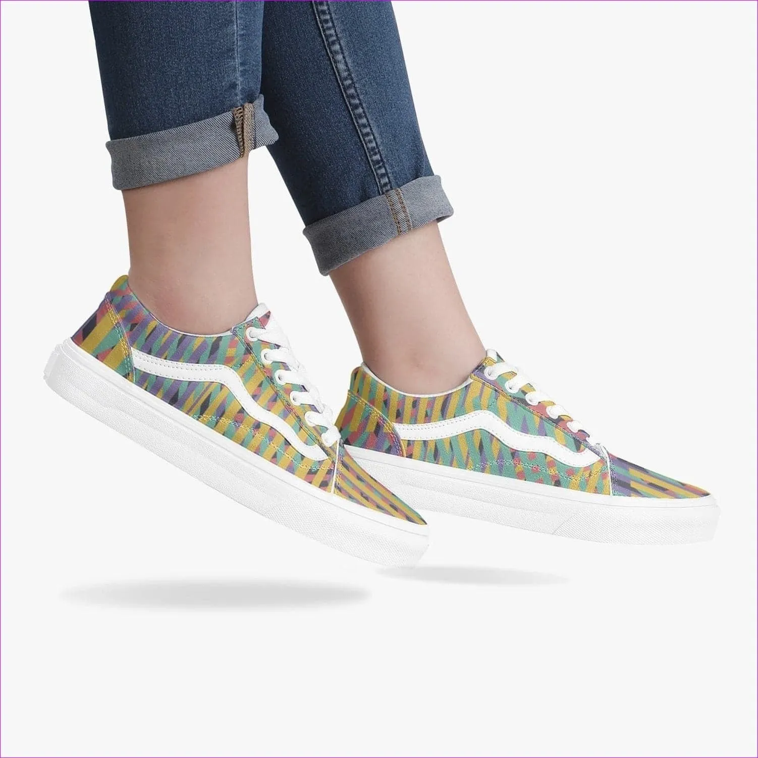 Vivid Weaved Trendy Low-Top Canvas Sneakers