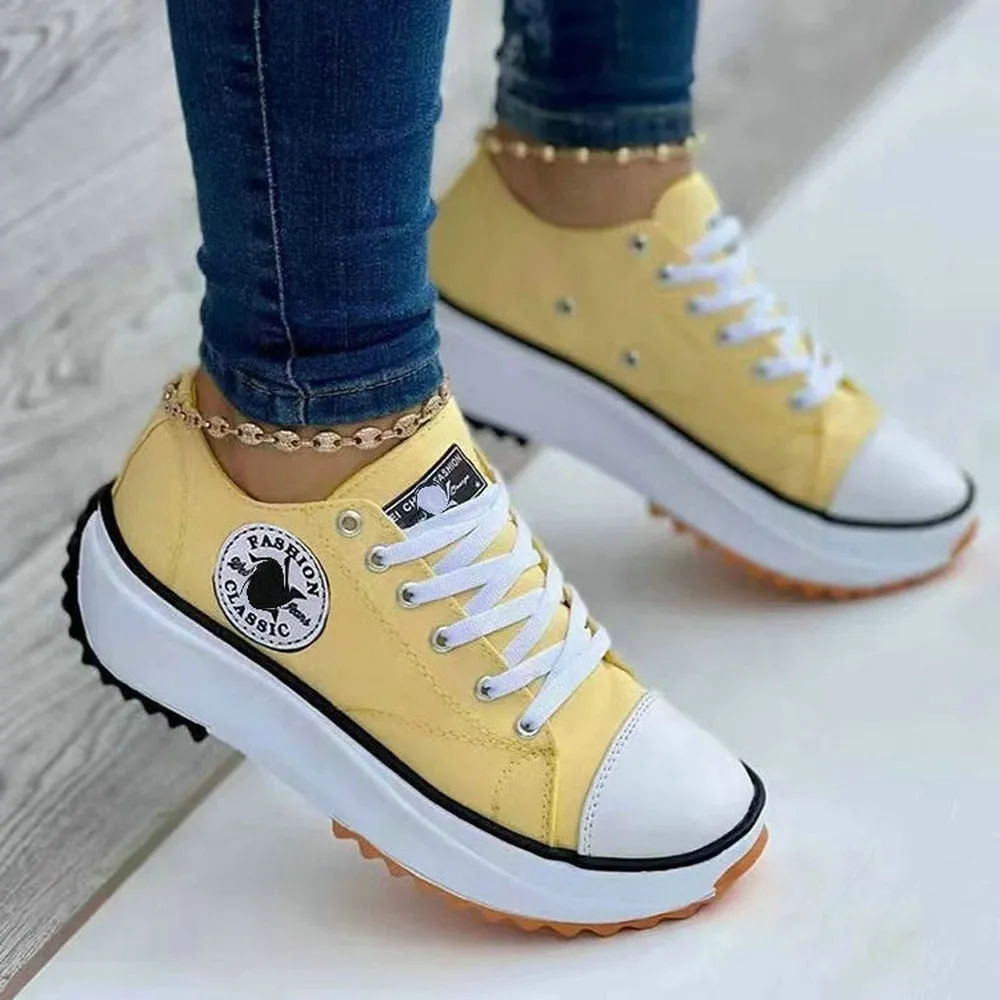 Women Pattern Canvas Sneakers Women Casual Shoes 2022 Women Sneakers Shoes Flat Lace-Up Zapatillas Mujer Chaussure Femme