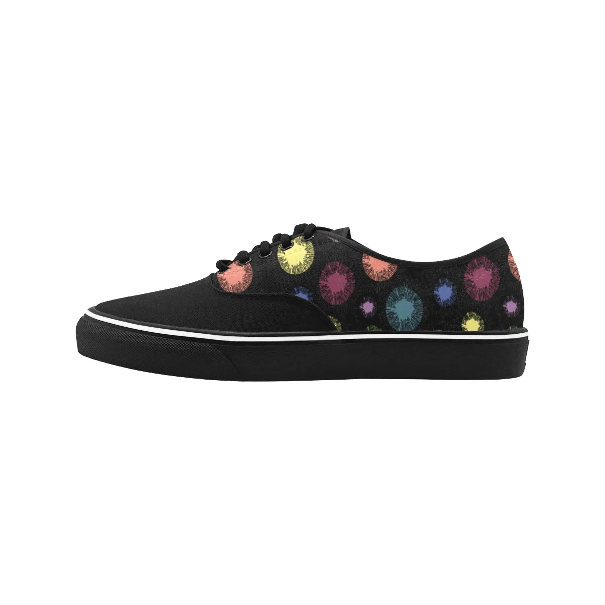 Women's Atomic Black Polka Print Canvas Low Top Shoes