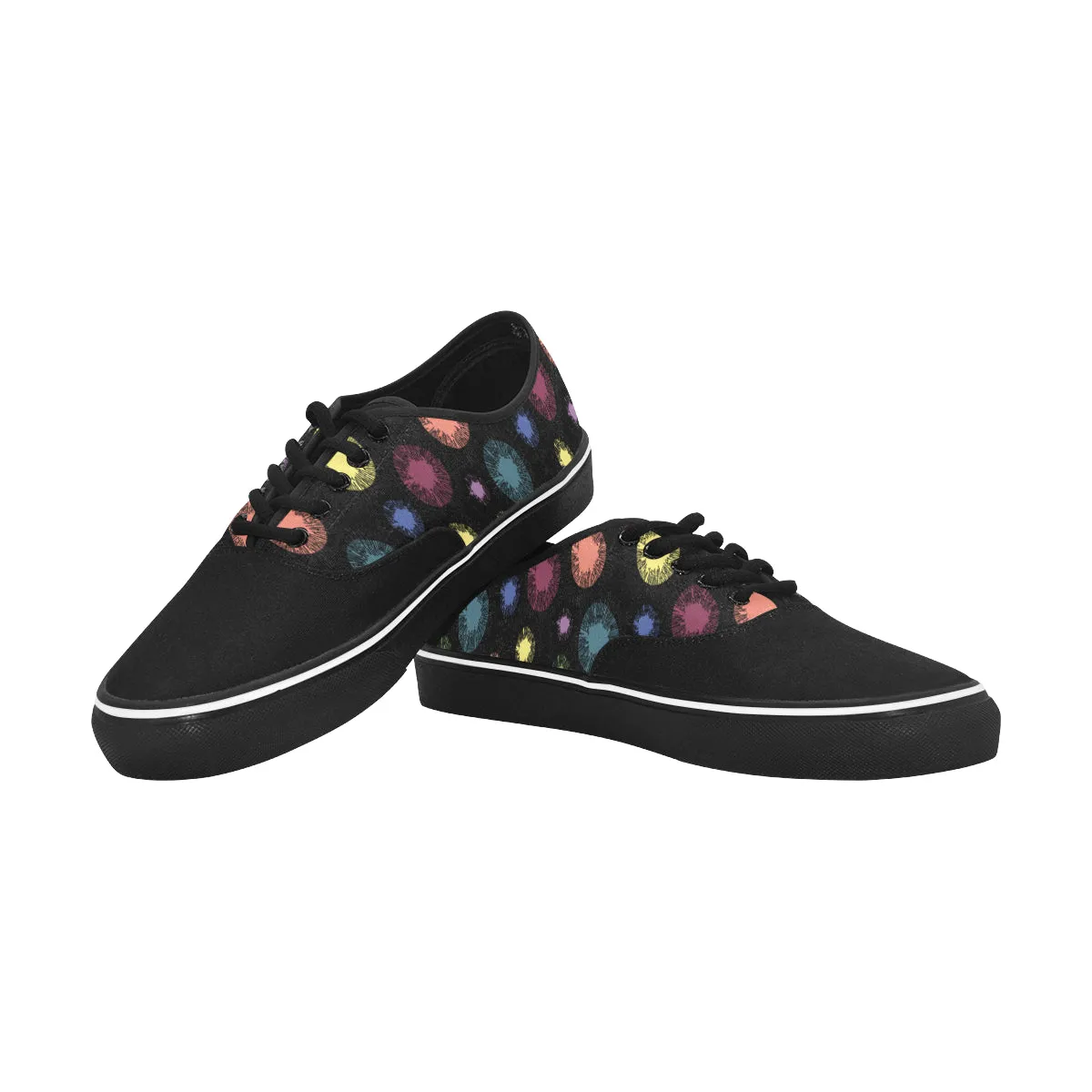 Women's Atomic Black Polka Print Canvas Low Top Shoes