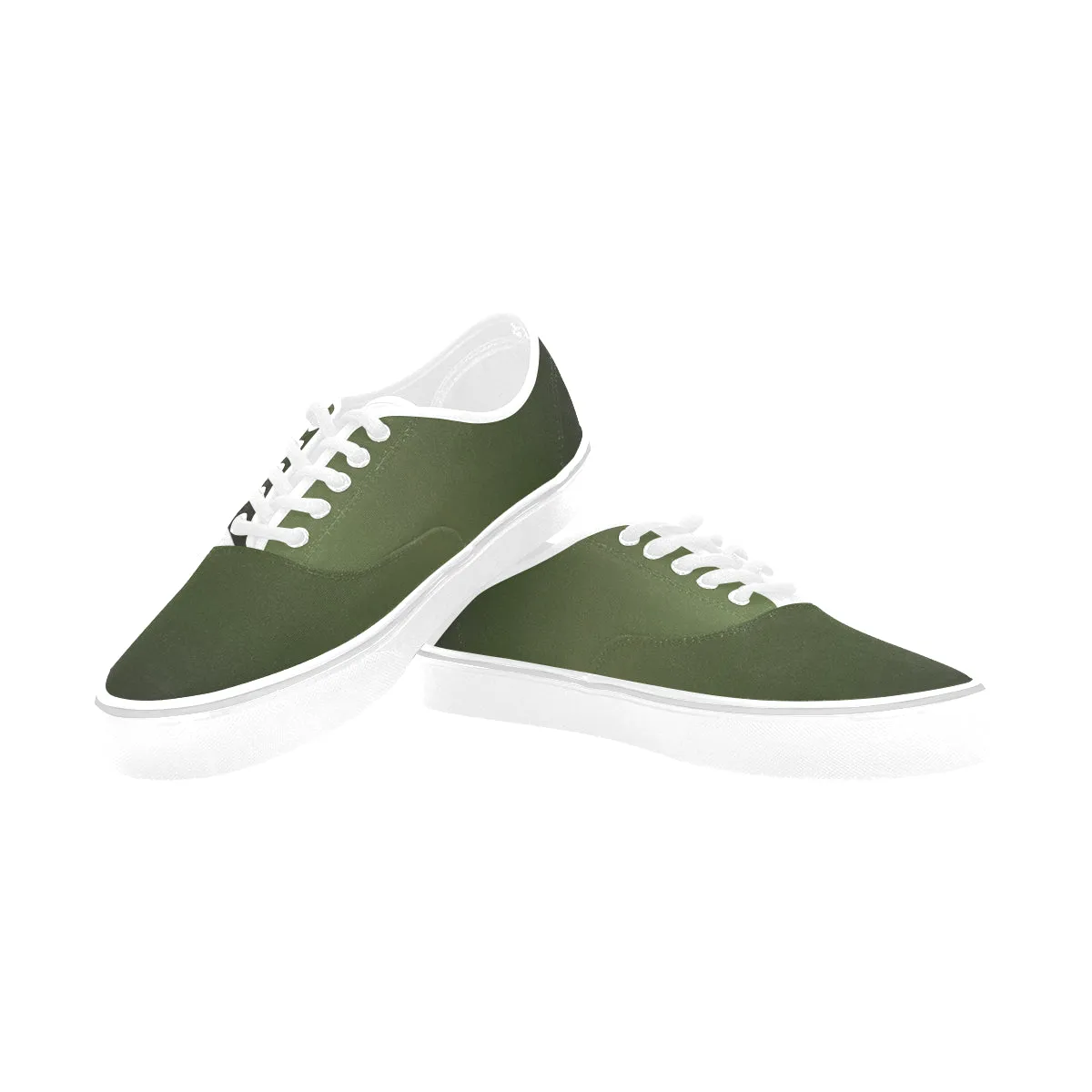 Women's Big Size Olive Gradient Print Low Top Canvas Shoes