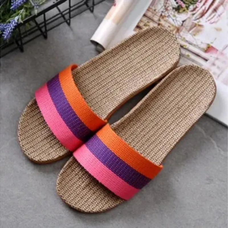 Women's Color Block Striped Pattern Summer Slippers