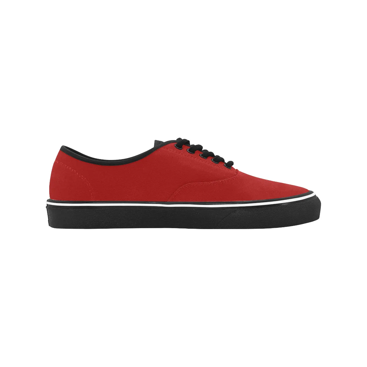 Women's Flaming Red Solids Print Low Top Canvas Shoes