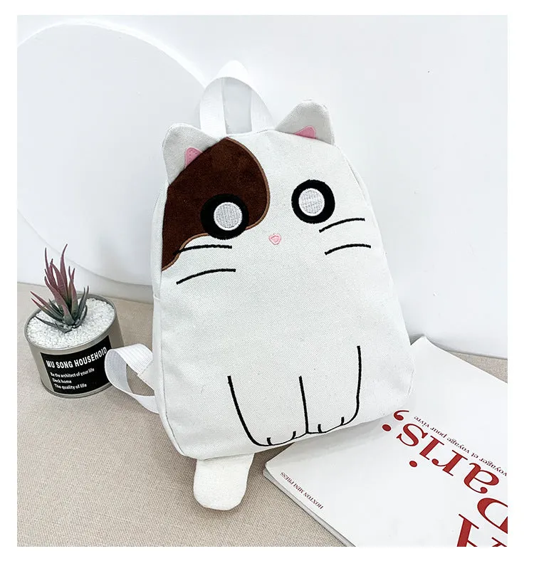 Women's Foreign Trade Bags  New Korean Style Fashionable Backpack Cute Cat Canvas Girls Backpack Student Schoolbag